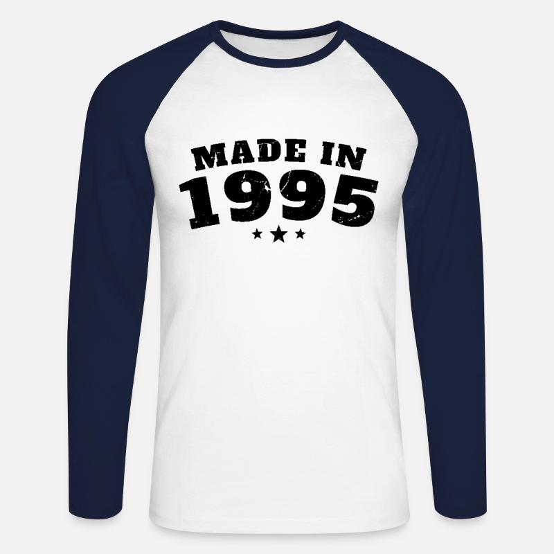 Baujahr 1995 - Unisex Baseballshirt langarm - Weiß/Navy