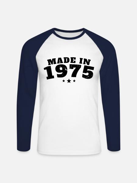 Made in 1975 - Unisex Long Sleeve Baseball T-Shirt - white/navy