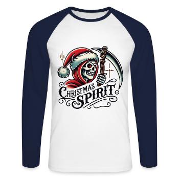Streetwear Ästhetik Weihnachtsgeist Stimmung - Unisex Baseballshirt langarm - Weiß/Navy - Vorne - Nik (191cm)
