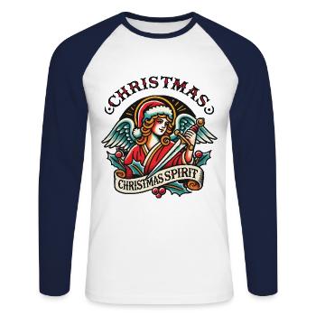 Streetwear Ästhetik Tattoo Stil Weihnachtsengel - Unisex Baseballshirt langarm - Weiß/Navy - Vorne - Nik (191cm)