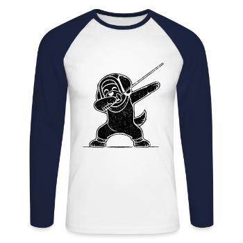 Dubbing Hund Fechter Zaun Schwert Degen Fechten - Unisex Baseballshirt langarm - Weiß/Navy - Vorne - Nik (191cm)