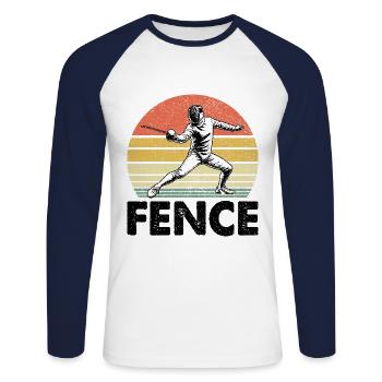 Retro Fence Sword Epee Fencing Fencer Athlete - Unisex Long Sleeve Baseball T-Shirt - white/navy - Front - Nik (191cm)