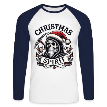 Streetwear Ästhetik Weihnachtsgeist Look - Unisex Baseballshirt langarm - Weiß/Navy - Vorne - Nik (191cm)