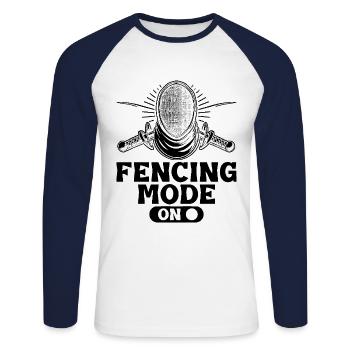 Fencing Mode On Fence Sword Epee Fencer Athlete - Unisex Long Sleeve Baseball T-Shirt - white/navy - Front - Nik (191cm)