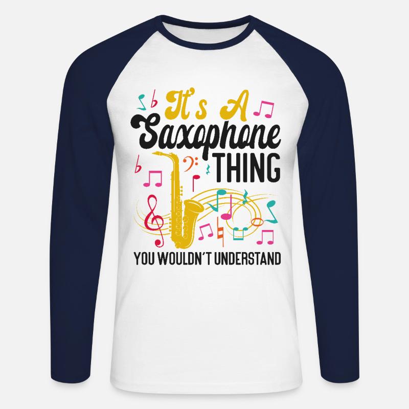 Saxophone It's A Saxophone Thing - Unisex Baseballshirt langarm - Weiß/Navy