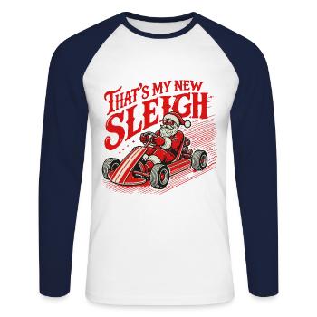 Plaisir de Noël en karting dans le nouveau traîneau - T-shirt baseball manches longues Homme - blanc/marine - Devant - Nik (191cm)