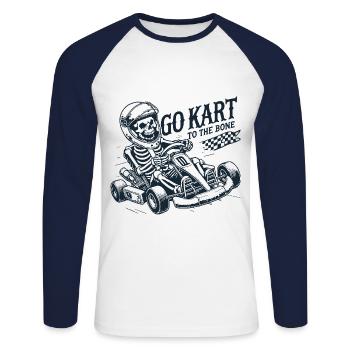 Squelette Go-Kart À L’Os Style Rétro - T-shirt baseball manches longues Homme - blanc/marine - Devant - Nik (191cm)