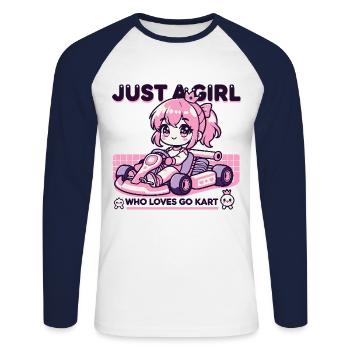 Ein Mädchen Das Go-Kart Liebt Anime Stil - Unisex Baseballshirt langarm - Weiß/Navy - Vorne - Nik (191cm)