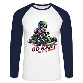 Go-Kart Skeleton - Unisex Long Sleeve Baseball T-Shirt - white/navy - Front - Nik (191cm)