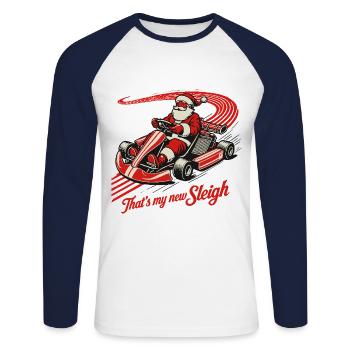 Christmas go-kart fun in retro style - Unisex Long Sleeve Baseball T-Shirt - white/navy - Front - Nik (191cm)
