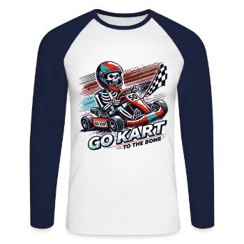 Go-Kart Racer Funny Saying - Unisex Long Sleeve Baseball T-Shirt - white/navy - Front - Nik (191cm)