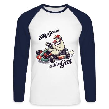 Crazy Goose Go-Kart Fun Gas - T-shirt baseball manches longues Homme - blanc/marine - Devant - Nik (191cm)