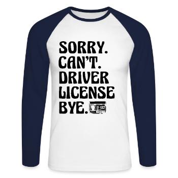 Désolé, je ne peux pas passer l’examen de conduite Bye License - T-shirt baseball manches longues Homme - blanc/marine - Devant - Nik (191cm)