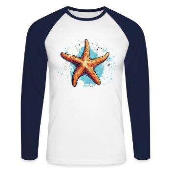 Ein Seestern - Unisex Baseballshirt langarm - Weiß/Navy - Vorne - Nik (191cm)