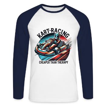 Les courses de kart moins chères que la thérapie dicton amusant - T-shirt baseball manches longues Homme - blanc/marine - Devant - Nik (191cm)