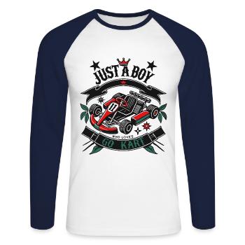 Go-kart aimant garçon style rétro - T-shirt baseball manches longues Homme - blanc/marine - Devant - Nik (191cm)