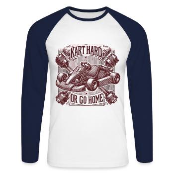Kart hard or go home go-kart - Unisex Long Sleeve Baseball T-Shirt - white/navy - Front - Nik (191cm)