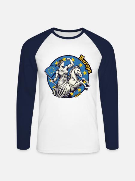 Europa die Schöne und Starke - Unisex Baseballshirt langarm - Weiß/Navy