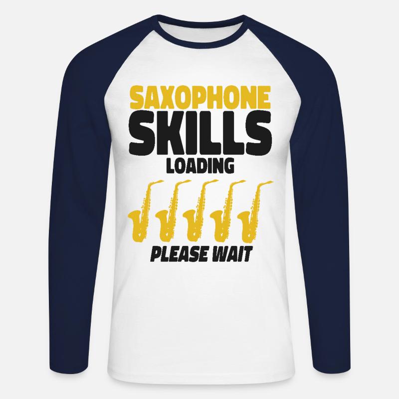 Saxophone Saxophone Skills Loading - Unisex Baseballshirt langarm - Weiß/Navy