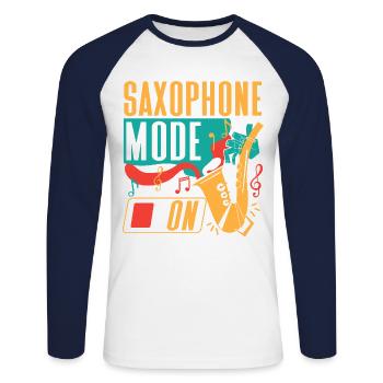 Saxophone Saxophone Mode On - Unisex Long Sleeve Baseball T-Shirt - white/navy - Front - Nik (191cm)