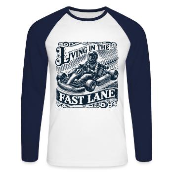 Go-Kart Leben In Der Überholspur - Unisex Baseballshirt langarm - Weiß/Navy - Vorne - Nik (191cm)