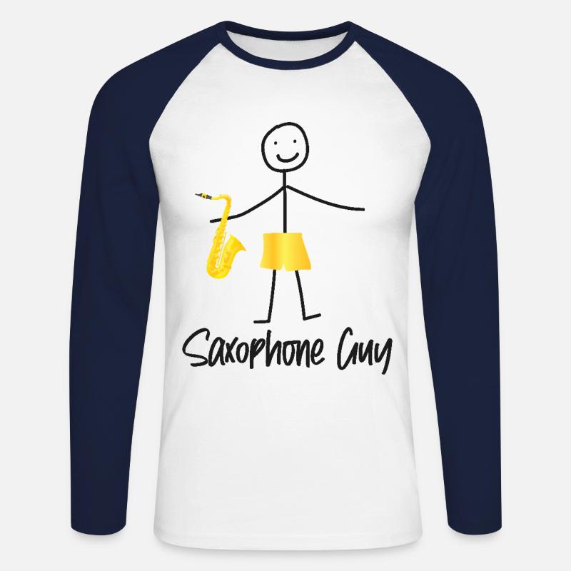 Saxophone Saxophone Guy - Unisex Baseballshirt langarm - Weiß/Navy