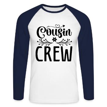 Cousin Crew Family Reunion Cousins - Unisex Long Sleeve Baseball T-Shirt - white/navy - Front - Nik (191cm)
