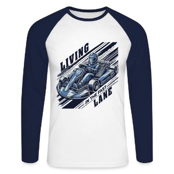 Go-kart life in the fast lane - Unisex Long Sleeve Baseball T-Shirt - white/navy - Front - Nik (191cm)