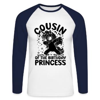 Cousine Der Geburtstagsprinzessin, Die Das Einhorn Synchronisiert - Unisex Baseballshirt langarm - Weiß/Navy - Vorne - Nik (191cm)