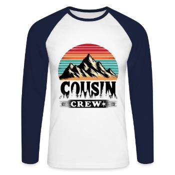 Cousin Crew Mountain Retro Family Reunion Cousins - Unisex Long Sleeve Baseball T-Shirt - white/navy - Front - Nik (191cm)