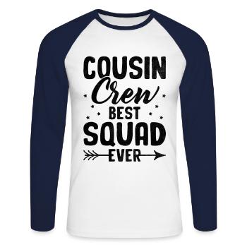 Cousin-Crew Beste Truppe aller Zeiten Familientreffen Cousins und Cousinen - Unisex Baseballshirt langarm - Weiß/Navy - Vorne - Nik (191cm)