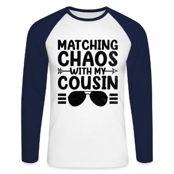 Chaos mit dem Familientreffen meines Cousins verbinden - Unisex Baseballshirt langarm - Weiß/Navy - Vorne - Nik (191cm)