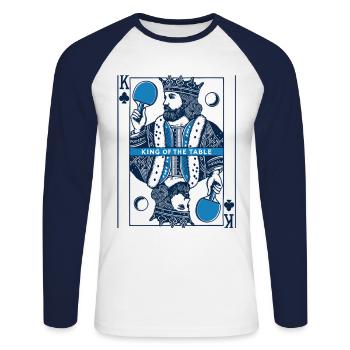 Rétro Jouer Carte Tennis de Table Vintage - T-shirt baseball manches longues Homme - blanc/marine - Devant - Nik (191cm)