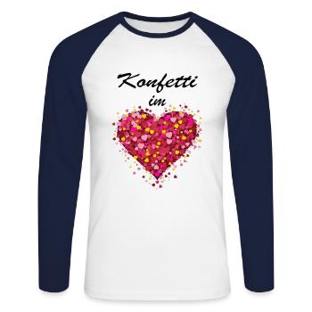 Carnival Carnival Costume Confetti in the Heart Fun - Unisex Long Sleeve Baseball T-Shirt - white/navy - Front - Nik (191cm)