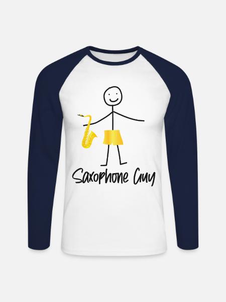 Saxophone Saxophone Guy - Unisex Long Sleeve Baseball T-Shirt - white/navy