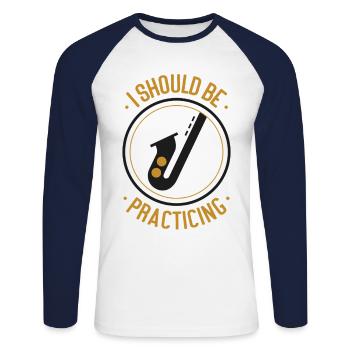 Saxophone I Should Be Practicing - Unisex Baseballshirt langarm - Weiß/Navy - Vorne - Nik (191cm)