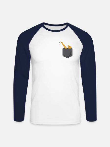 Saxophone Pocket - Unisex Baseballshirt langarm - Weiß/Navy