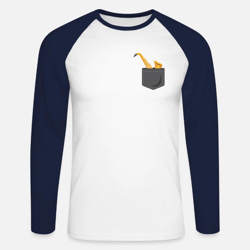 Saxophone Pocket - Unisex Baseballshirt langarm - Weiß/Navy