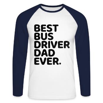 Bester Busfahrer Vater aller Zeiten Schulbusmann Fahren - Unisex Baseballshirt langarm - Weiß/Navy - Vorne - Nik (191cm)