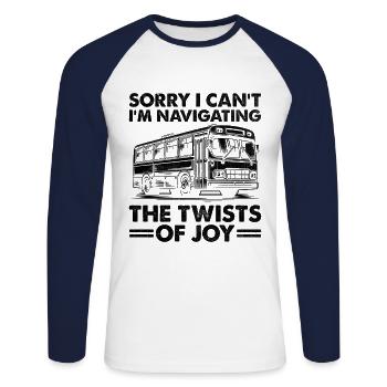 Désolé, je ne peux pas, je navigue dans les virages du bus Joy - T-shirt baseball manches longues Homme - blanc/marine - Devant - Nik (191cm)
