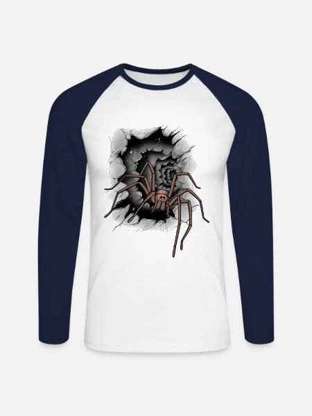 Spinne Halloween Spinnen - Unisex Baseballshirt langarm - Weiß/Navy