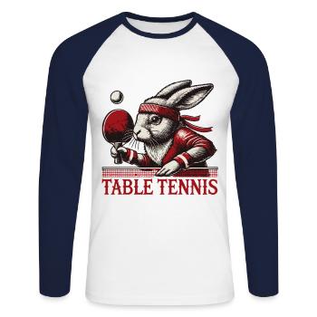 Bunny Vintage Retro Table Tennis Master - Unisex Long Sleeve Baseball T-Shirt - white/navy - Front - Nik (191cm)