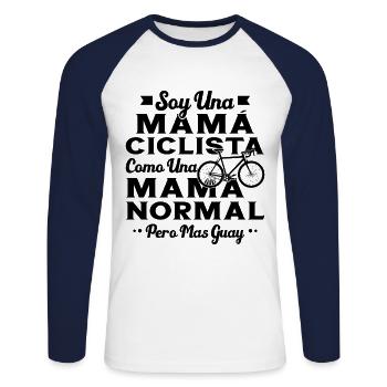 Ich bin eine Fahrrad-Mama wie eine normale Mutter - Unisex Baseballshirt langarm - Weiß/Navy - Vorne - Nik (191cm)