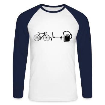 Bike Bier und Herzschlag - Unisex Baseballshirt langarm - Weiß/Navy - Vorne - Nik (191cm)