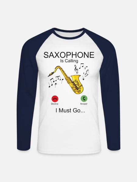 Saxophones Phone Display Saxophones - Unisex Long Sleeve Baseball T-Shirt - white/navy