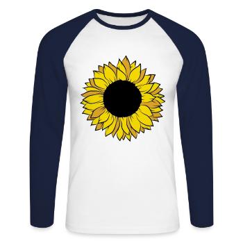 Sonnenblume Kostüm Karneval Fasching Gelbe Blume - Unisex Baseballshirt langarm - Weiß/Navy - Vorne - Nik (191cm)