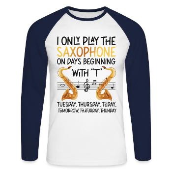 Saxophone I Only Play The - Unisex Baseballshirt langarm - Weiß/Navy - Vorne - Nik (191cm)