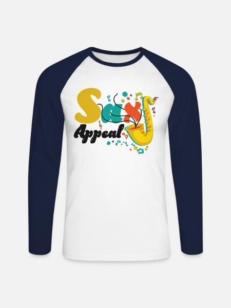 Saxophone Pun Sax Appeal - Unisex Baseballshirt langarm - Weiß/Navy