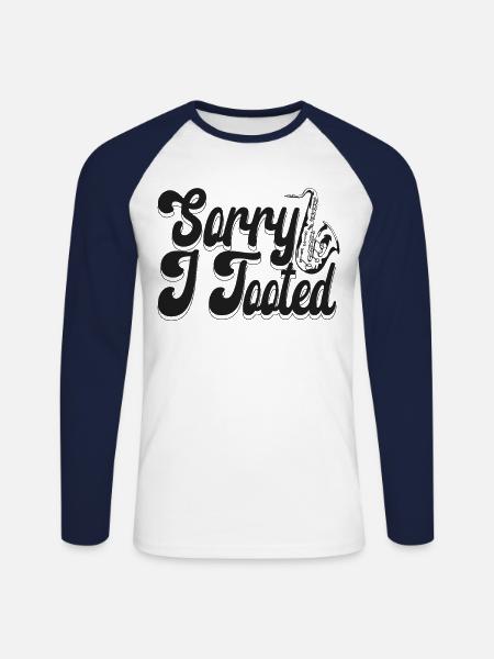 Saxophone Sorry I Tooted - Unisex Long Sleeve Baseball T-Shirt - white/navy