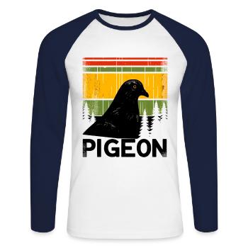 Taube Retro Wald Vogelbeobachtung Vogelbeobachter - Unisex Baseballshirt langarm - Weiß/Navy - Vorne - Nik (191cm)